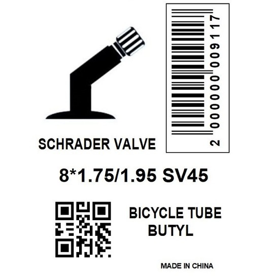 Камера велосипедная UNLIMITE 8*1.75/1.95, SV45