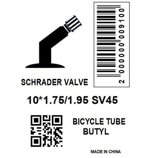 Камера велосипедная UNLIMITE 10*1.75/1.95, SV45